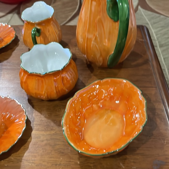 VTG P.A.L.T. Czech Orange Lusterware Tea Set - Picture 9 of 14